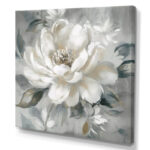 White Grey Peony Blooms In Motion I - Peonies Framed Wall Art - Image 2