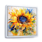 Yellow Blue Golden Cheerful Sunflowers - Floral Wall Art - Image 2