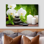 Zen Stones " Zen Basalt Stones And White Orchid On The Wood " - Image 5