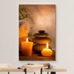 Zen Stones Massage Spa With Warm Burning Candle Bathroom Vertical Pictures On Canvas Print Wall Art - Image 6