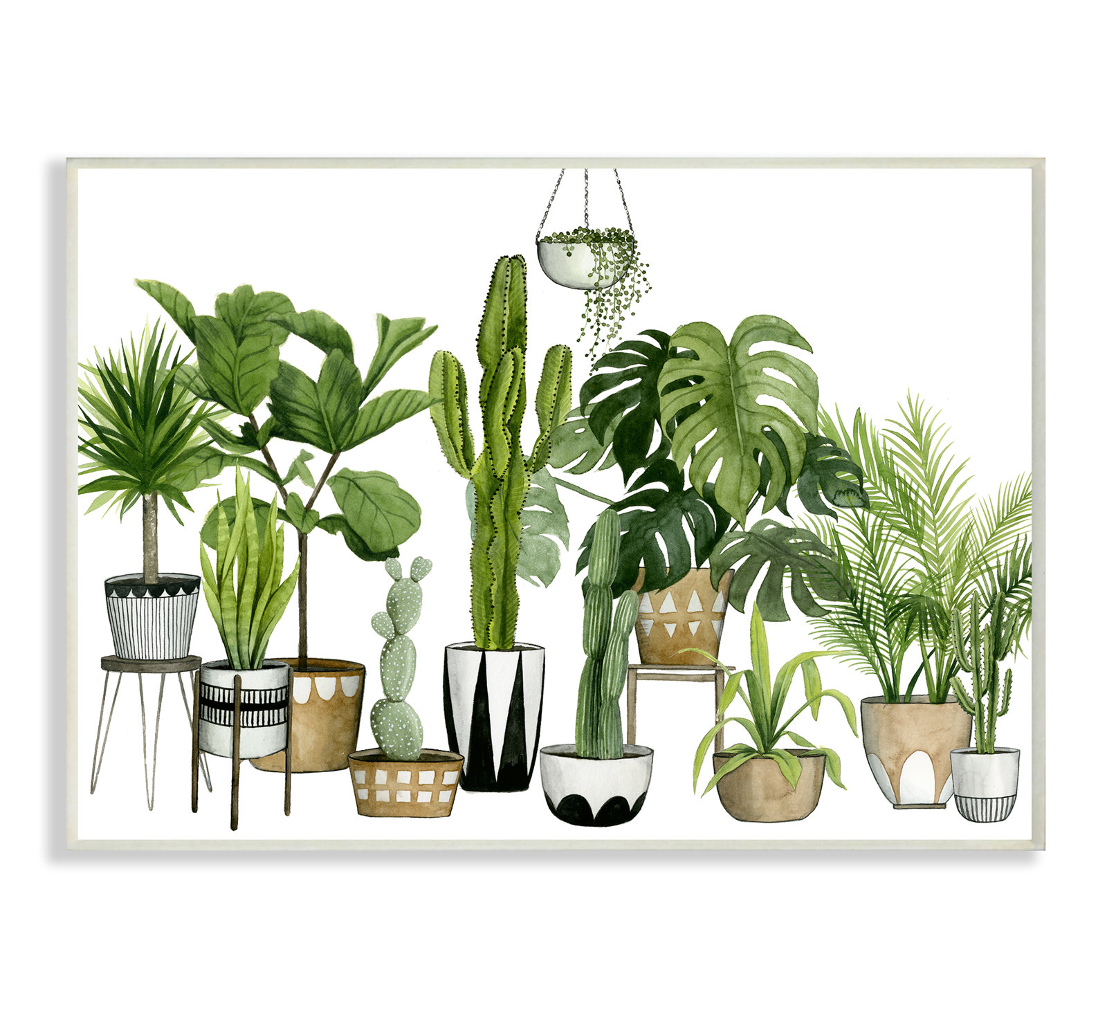" Boho Plant Scene With Cacti And Succulents In Pots " - Image 2