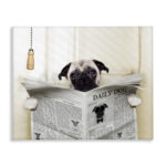 Pug Reading Newspaper in Bathroom - Graphic Art Print - Image 6