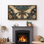Butterfly Illusion Moody Vintage Modern Rustic Artwork - Extra Large Framed Wall Art Canvas Print - Image 8