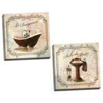 " Classic Prints For Decorating Bathroom; Salle De Bain And Le Baignoire " by Gregory Gorham 2 - Pieces Painting Print - Image 6