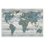 Slate Planked Look Weathered World Map - Floater Frame Graphic Art - Image 8