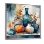 Blue And Orange Artisanal Boho Pottery I - Boho Pottery Wall Art - Image 8