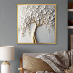Arunveer White Orchid Tree Garden Of Branches VII - Tree Floral Large Wall Art - Image 8