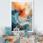 Teal Orange Bold Abstract Flow Collage II - Dams Framed Prints - Image 7