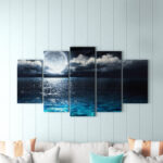 " Romantic Full Moon Over Sea " 5 - Pieces - Image 4