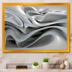 Grey Infinite Ripples - Abstract Modern Waves Framed Canvas Print - Image 6