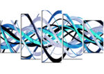 " Blue And Silver Waves " 5 - Pieces - Image 2