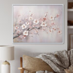 Pink And Grey Cherry Blossom Charm - Pink Flowers Framed Wall Art - Cherry Blossom Wall art print - Image 5