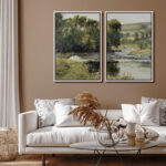 Rustic Countryside " Woodland Stream Splendor Pastoral " 2 - Pieces - Image 8