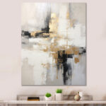 Essential Bliss Minimalism Abstract Gold Painting - Grey Abstract Painting Canvas Print - Image 6