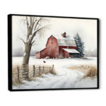 Yellow Church During Winter I - Religious Landscape Canvas Art - Image 5