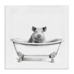 Hog in Bath Tub Minimal Bathroom Sketch by Victoria Borges - Drawing Print Print - Image 8