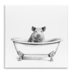 Hog in Bath Tub Minimal Bathroom Sketch by Victoria Borges - Drawing Print Print - Image 8