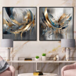 Abstract Shapes And Infinity Lines I - Abstract Shapes Wall Art Living Room Set Of 2 - Image 7
