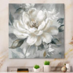 White Grey Peony Blooms In Motion I - Peonies Framed Wall Art - Image 6