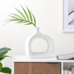 Orlando 11" Modern Cut Out White Ceramic Vase - Image 8