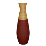Harlow 31.5 inch Tall Bamboo Floor Vase, Burgundy and Natural Finish, Decorative Accent - Image 8