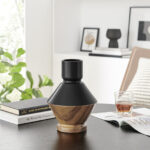 Masanari Diamant Revese Hourglass Modern Two Tone Tabletop Vase - Black And Walnut - Image 8