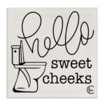 Toilet Hello Sweet Cheeks Black and White Curly Script Cursive by Penny Lane Publishing - Textual Art on Canvas - Image 8