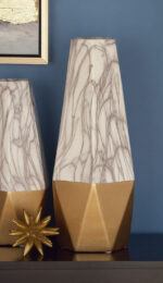 Ceramic Faux Marble Decorative Vase with Base - Image 7